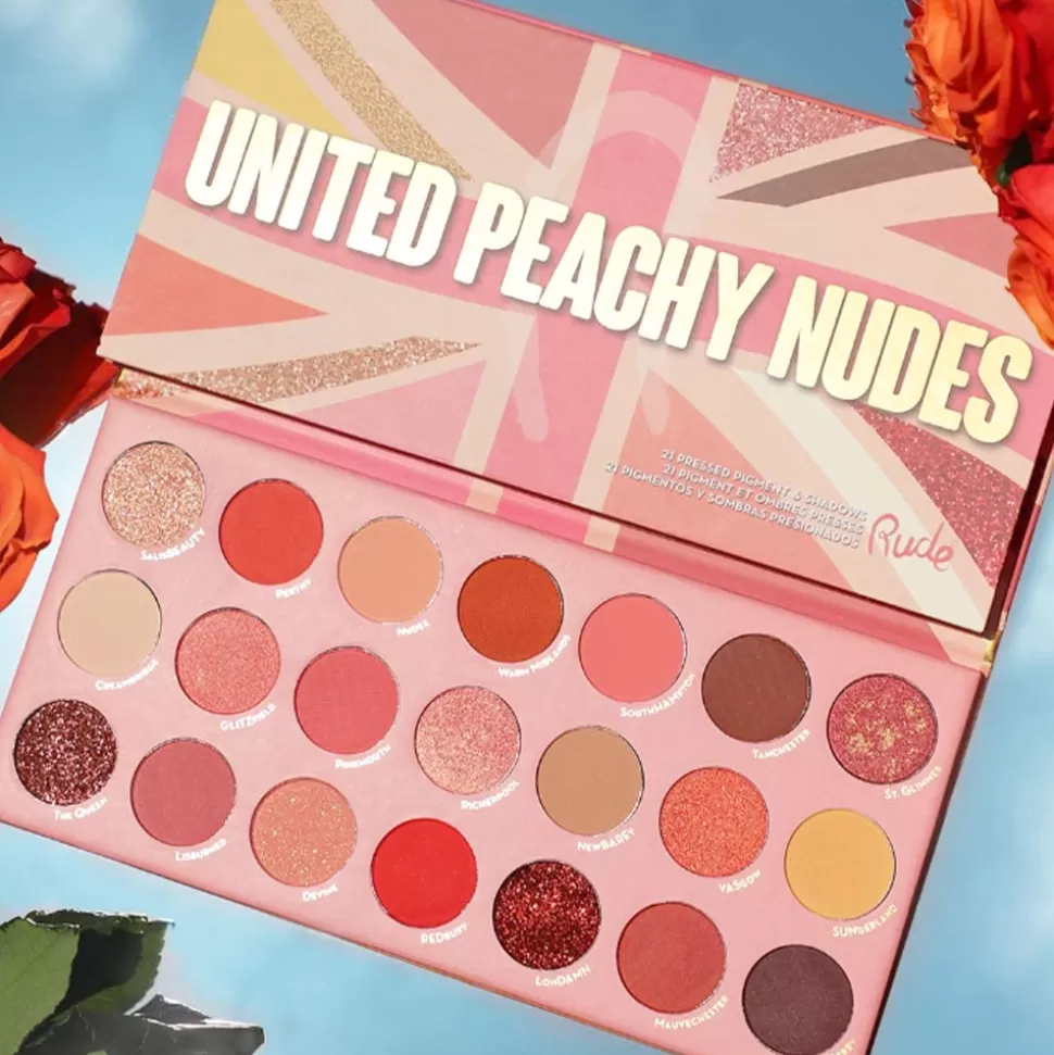 RUDE COSMETICS Palette Fards A Paupières - United Peachy Nudes Clearance